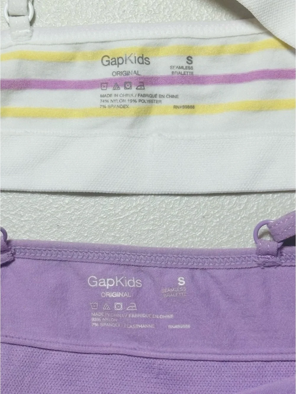 GapKids Girls Bralette Training Bra 2-Pack Size Small 6-7 Lavender Striped